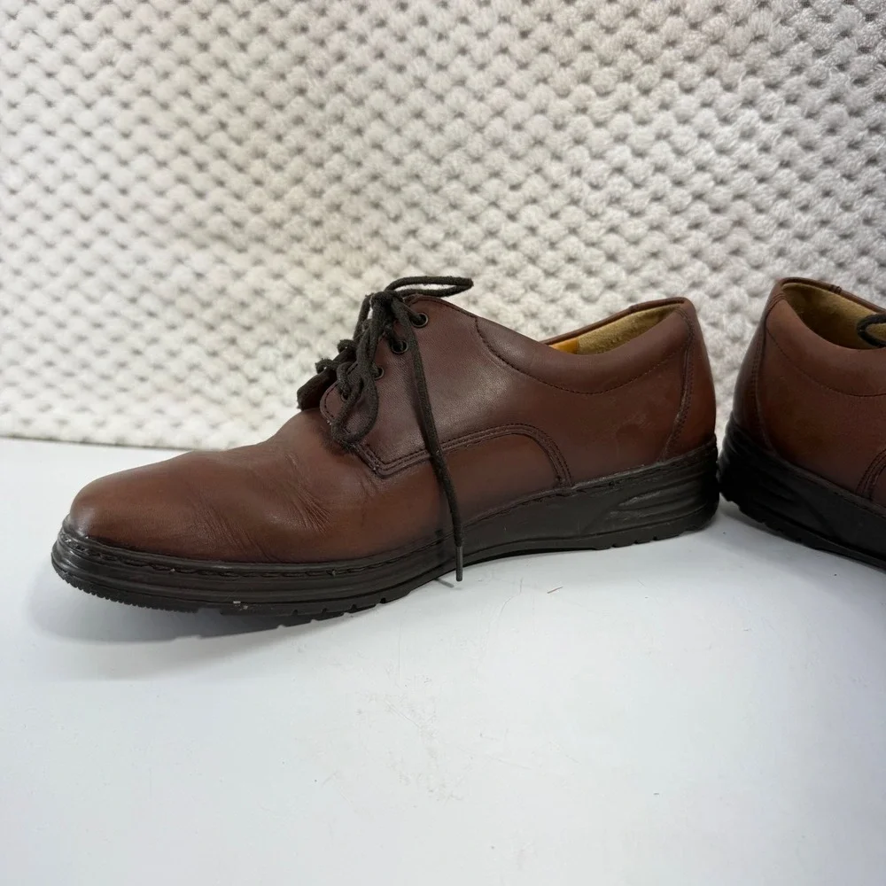 Mephisto Air Jet Leather Oxford Shoes Men 9 Brown Moc Lace Up Comfort Casual
